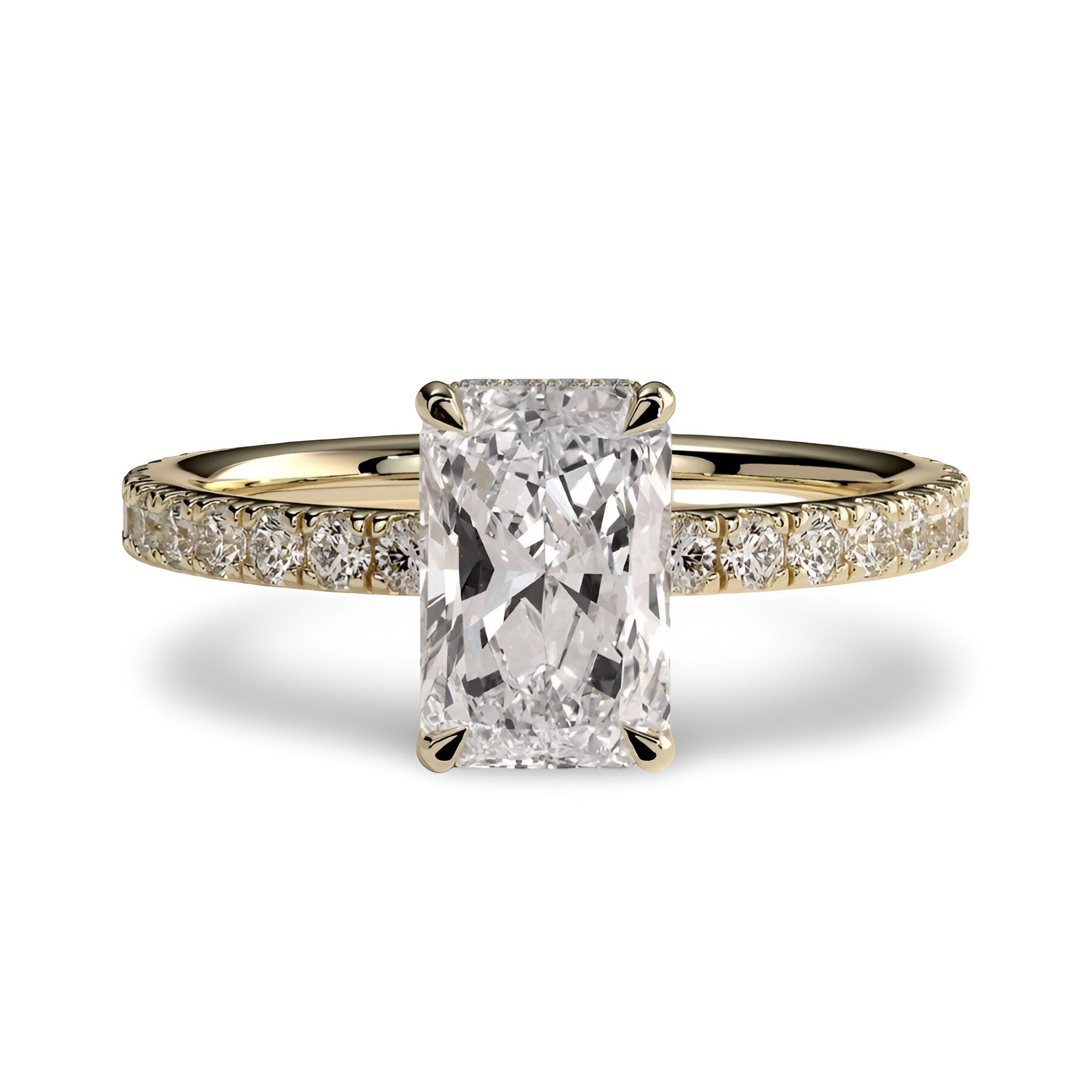 3.0CT Radiant Cut Hidden Halo Pavé Engagement Ring