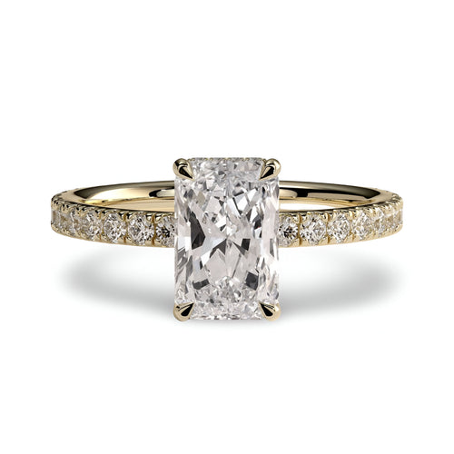 3.0CT Radiant Cut Hidden Halo Pavé Engagement Ring