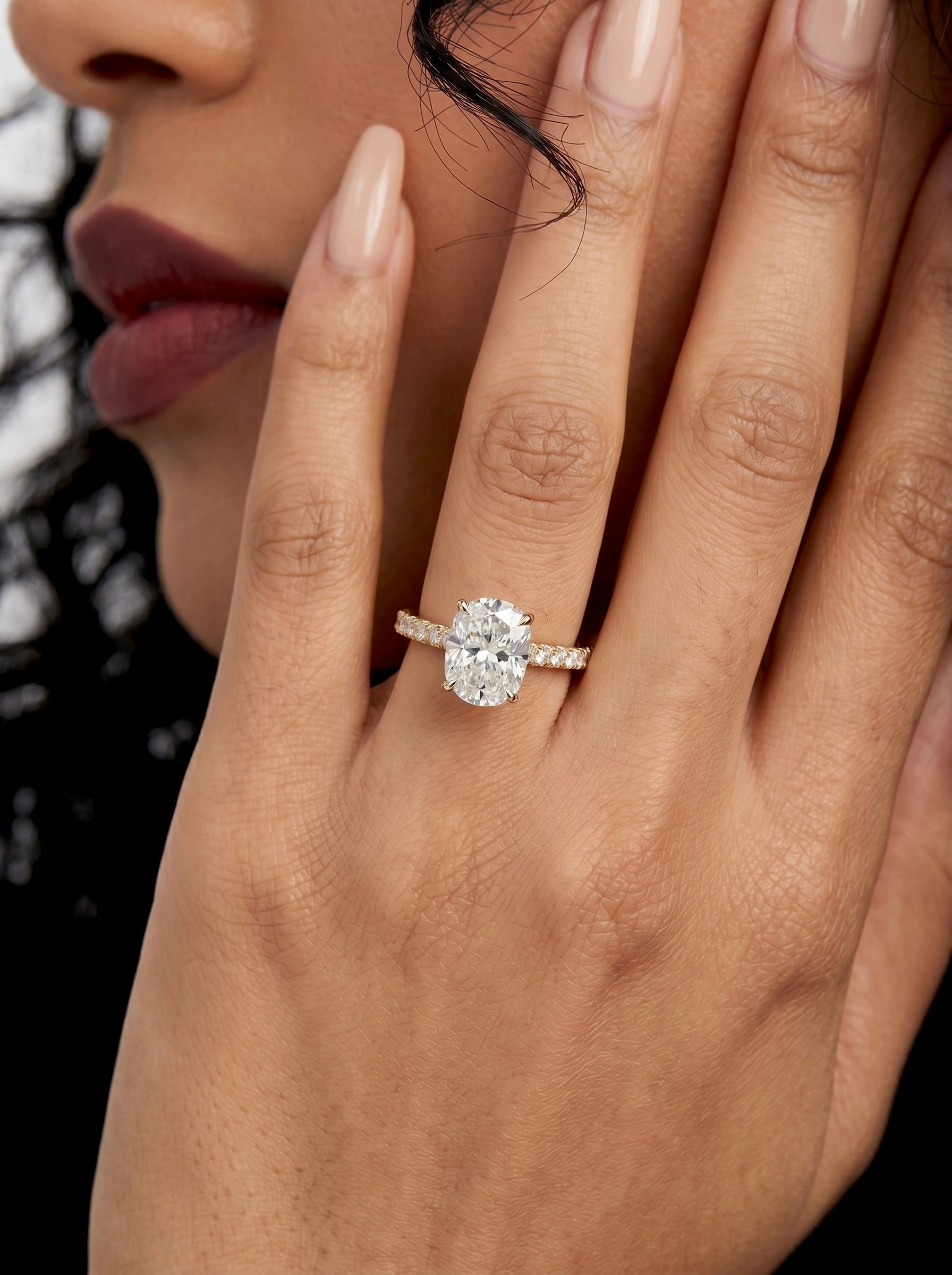 3.0CT Cushion Cut Hidden Halo Pavé Engagement Ring