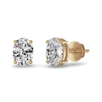 2.0ct Oval Brilliant Moissanite Studs – 9K Yellow Gold