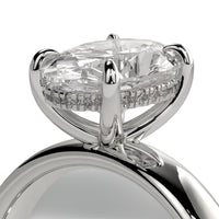 3.0ct Oval Cut Hidden Halo Solitaire – Sterling Silver & White Gold Edition