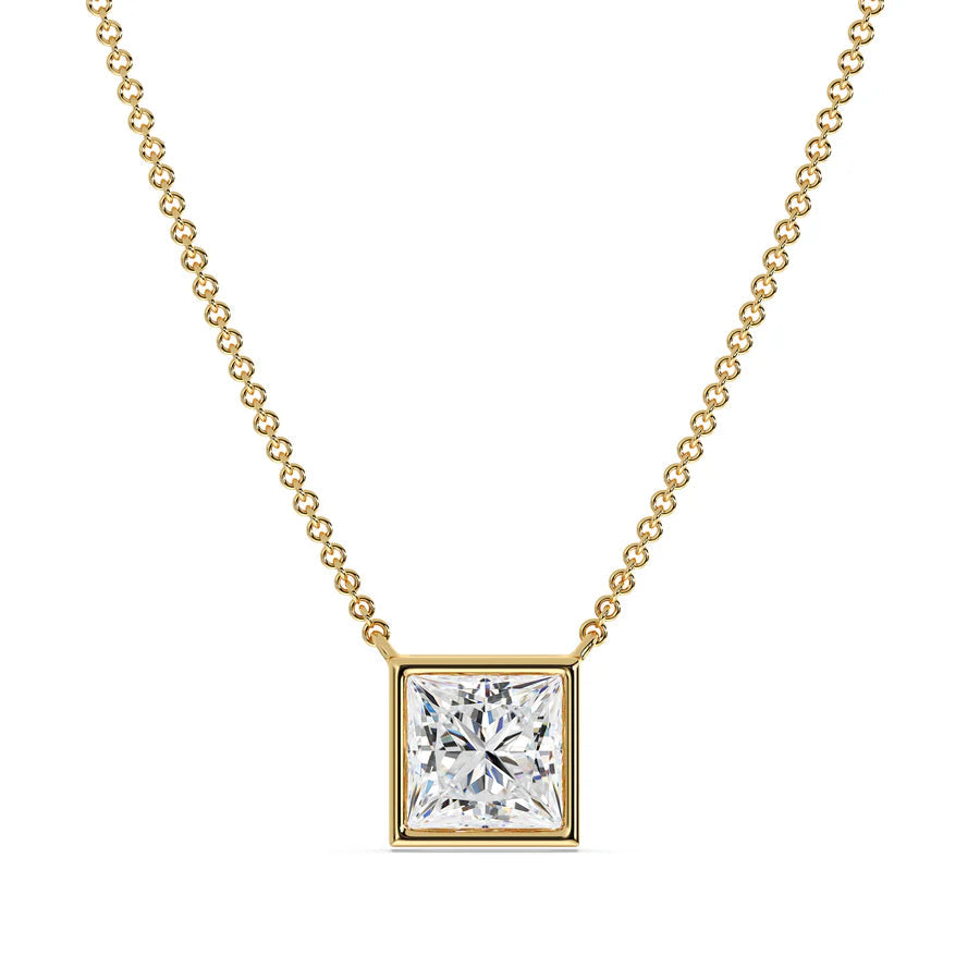 Gold Cushion Cut Necklace