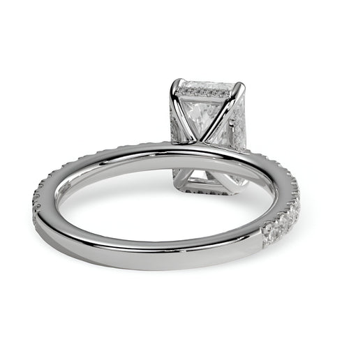 4.0ct Radiant Cut Ring – Hidden Halo & Pavé Band | Sterling Silver to 9–14k Yellow Gold MG ESSENCE