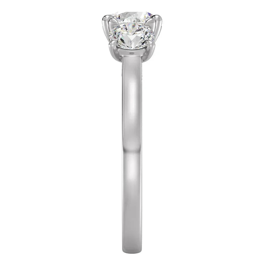 Three Stone Solitaire Silver Ring