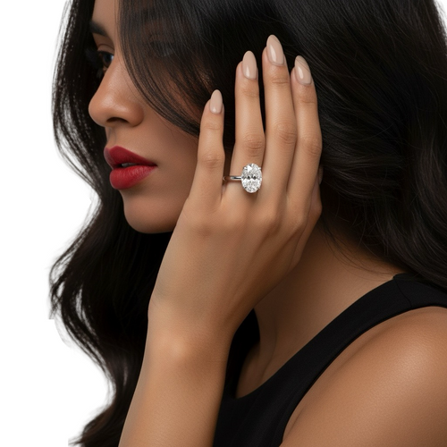 2.0ct Oval-Cut Hidden Halo Solitaire Ring
Four-Claw Setting · Sterling Silver to Solid White Gold MG ESSENCE
