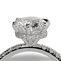 2.0 Ct Round Brilliant Moissanite Ring – 5 Eagle Claw Prongs with Hidden Halo & Pavé Band | Sterling Silver & 9–14K White Gold
