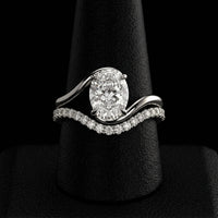 3.0ct Oval Cut Twisted Band Solitaire Ring - 9-18K White Gold