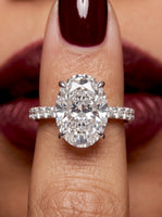 2.0CT Oval Cut Hidden Halo Pavé Engagement Ring - Sterling Silver & 9-14K White Gold