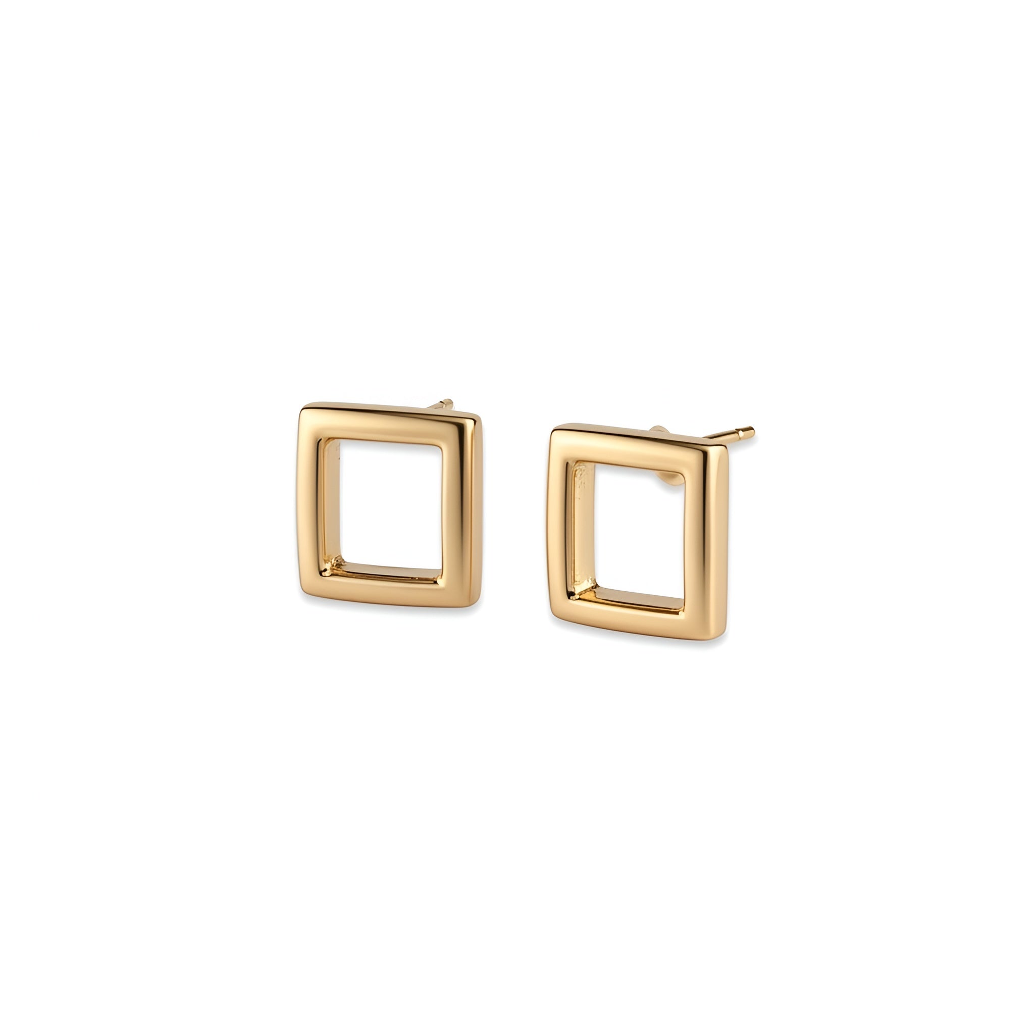 9K Yellow Gold Square Hoop Earrings – Modern Minimalist Luxury