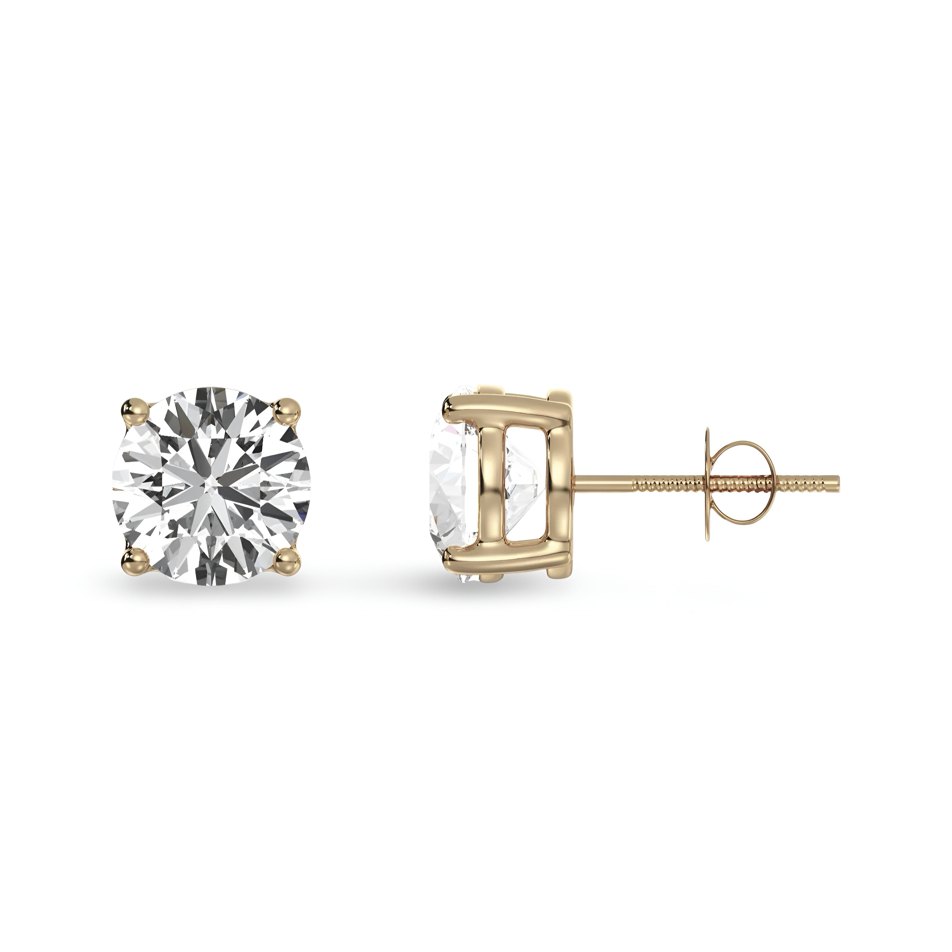 2.0ct Round Brilliant Moissanite Studs – 9K Yellow Gold