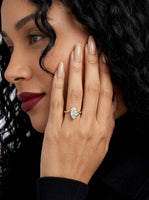 Marquise Cut Bypass Solitaire Ring - 9-18K Yellow Gold