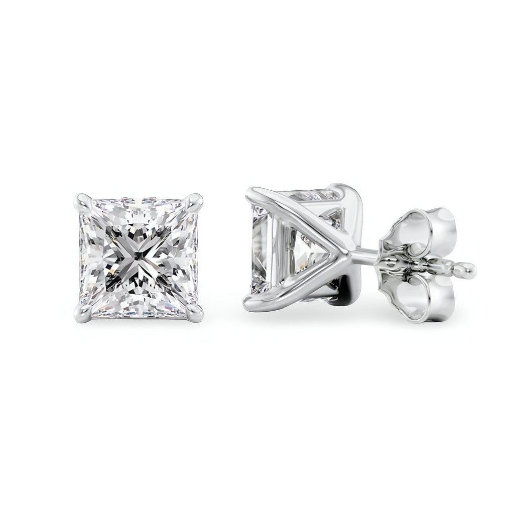 1.5 CT Radiant Cut Silver Ember Glow Earrings MG ESSENCE