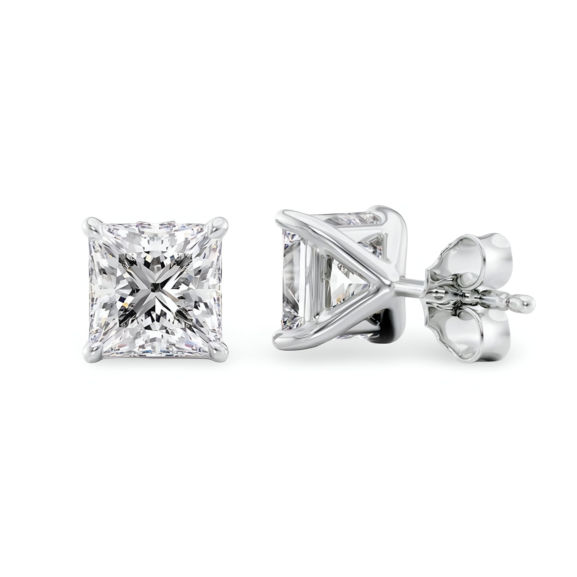 1.5 CT Radiant Cut Silver Ember Glow Earrings MG ESSENCE