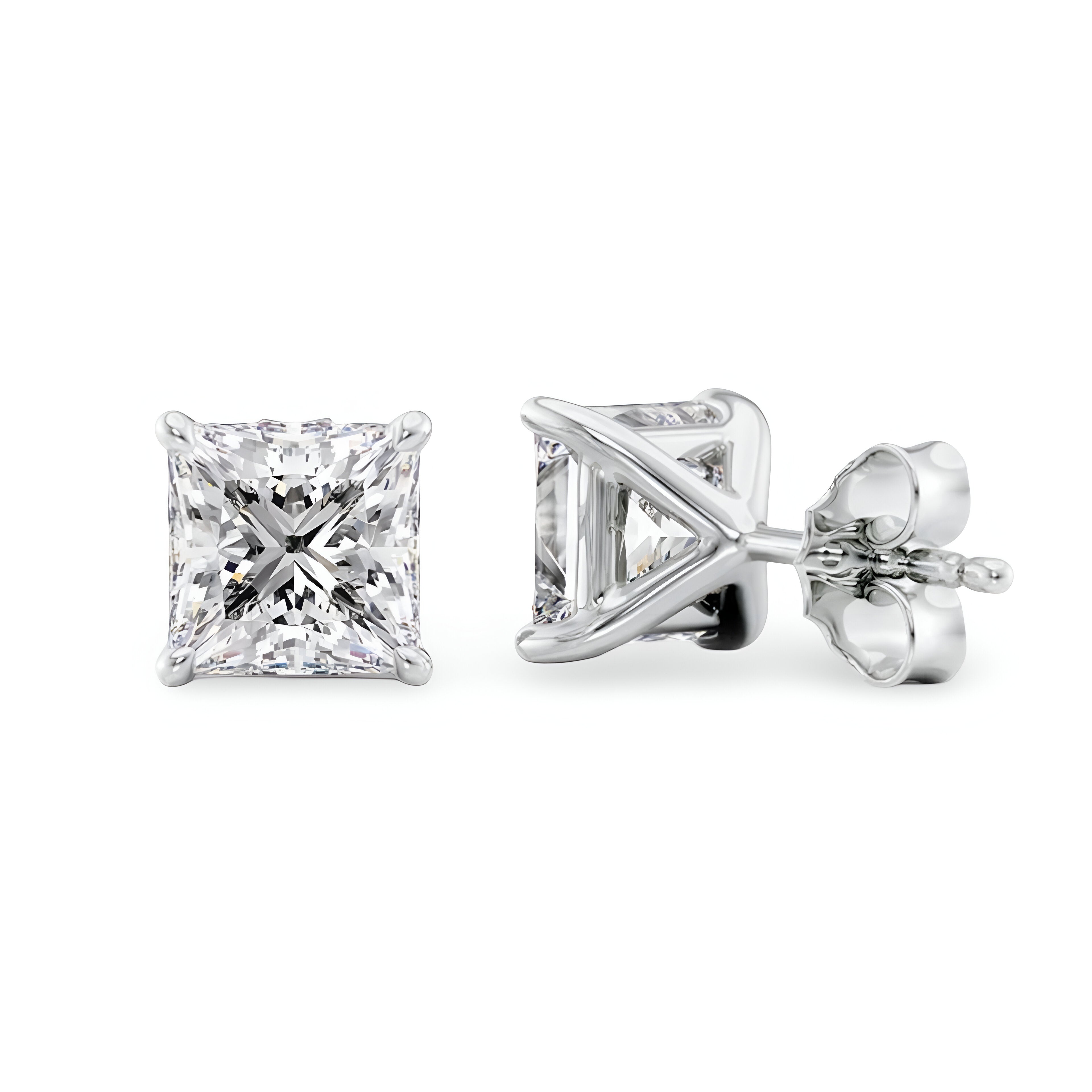 1.5 CT Radiant Cut Silver Ember Glow Earrings MG ESSENCE