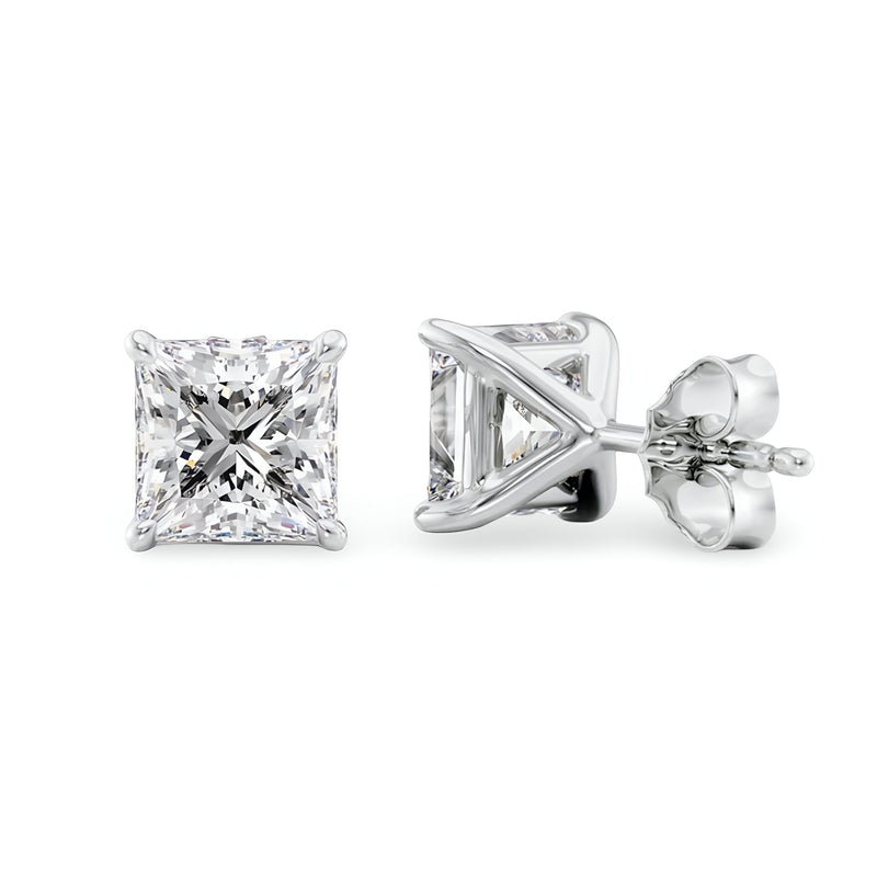 1.5 CT Radiant Cut Silver Ember Glow Earrings