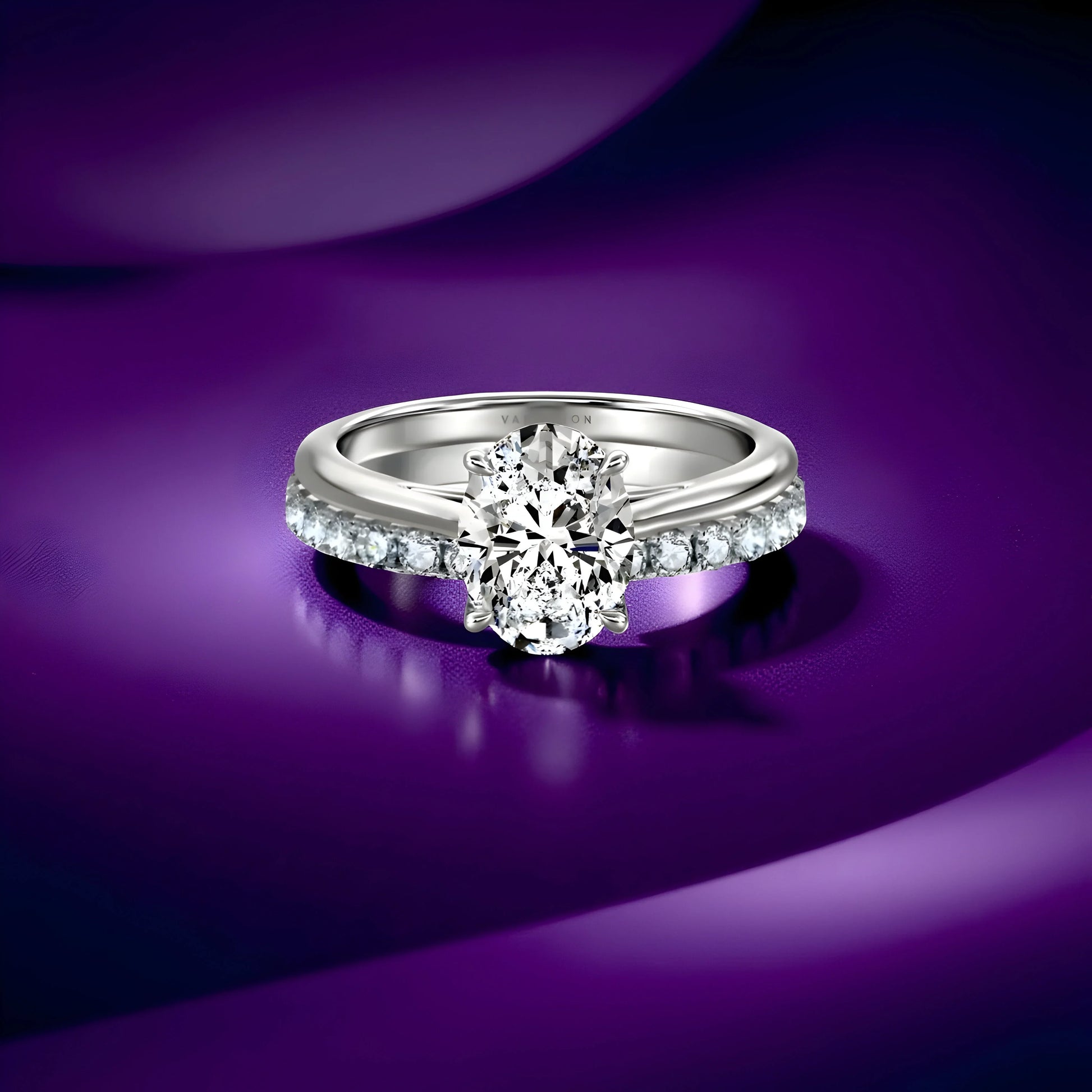 3.0CT OVAL CUT W/ SHARED PRONG PAVE BAND - MG ESSENCE