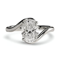 3.0ct Oval Cut Twisted Band Solitaire Ring - 9-18K White Gold