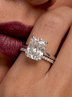 3.0CT Radiant Cut Hidden Halo Bridal Set