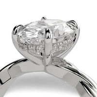 3.0ct Oval Cut Hidden Halo Twisted Shank Solitaire - Sterling Silver & 9-14K White Gold
