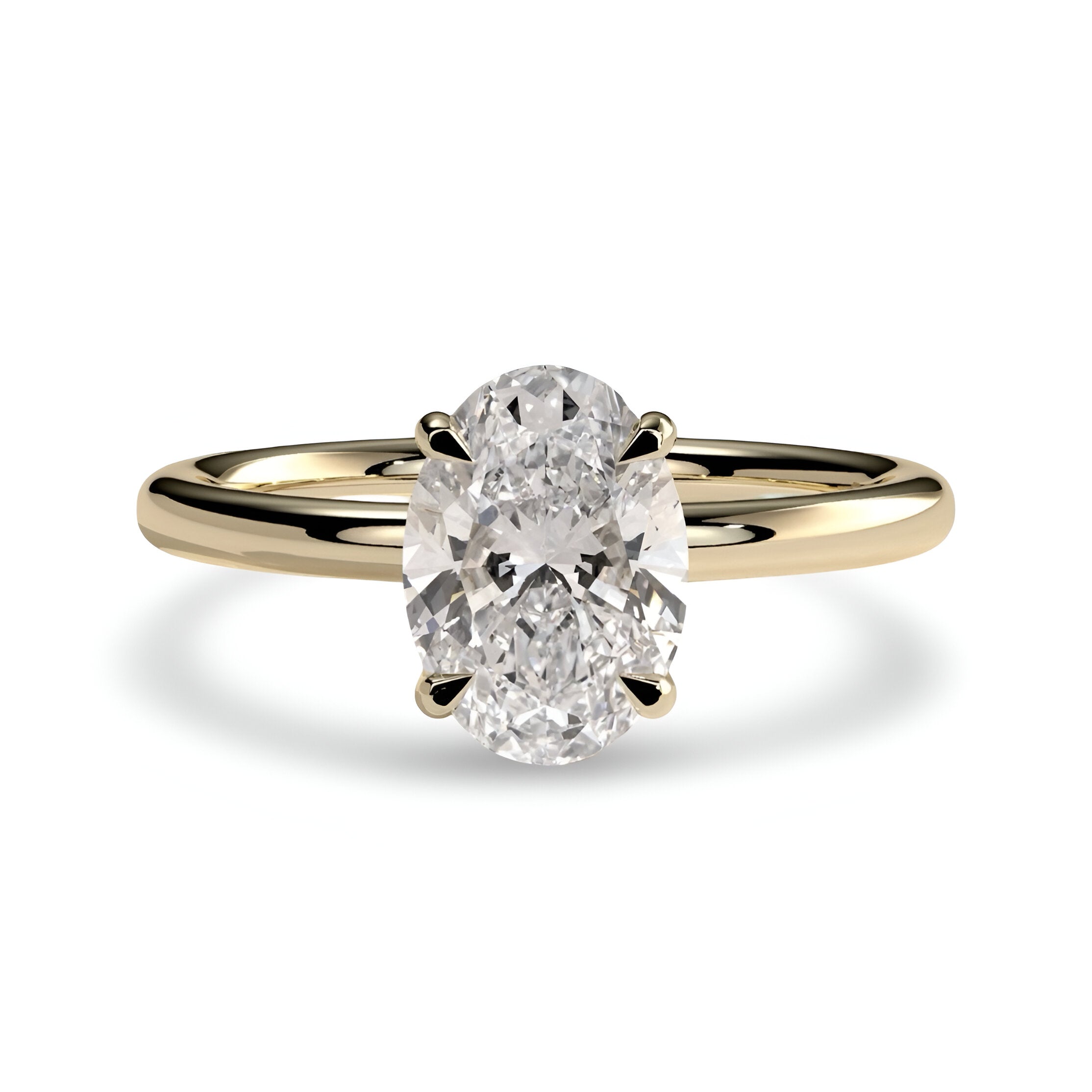 1.0ct Oval Cut Solitaire Ring – Classic Solitaire Setting | 9–18K Yellow Gold