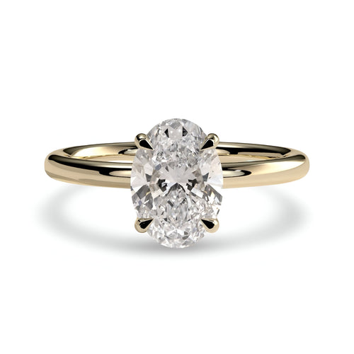 1.0ct Oval Cut Solitaire Ring – Classic Solitaire Setting | 9–18K Yellow Gold MG ESSENCE