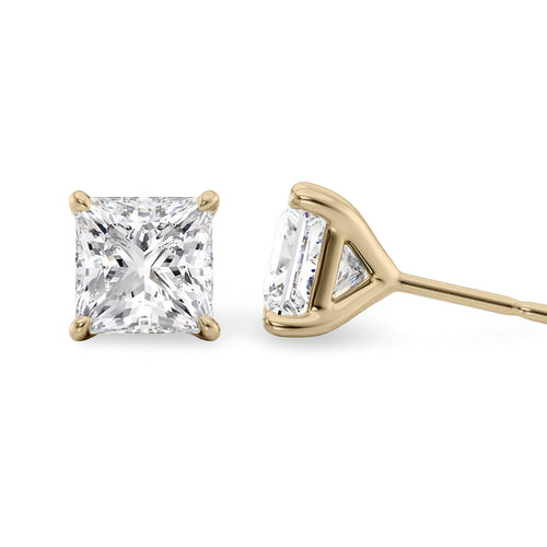 1.5 CT Radiant Cut Gold Ember Glow Earrings MG ESSENCE