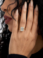 4.0ct Emerald Cut Bezel Ring in 9-18K Yellow Gold