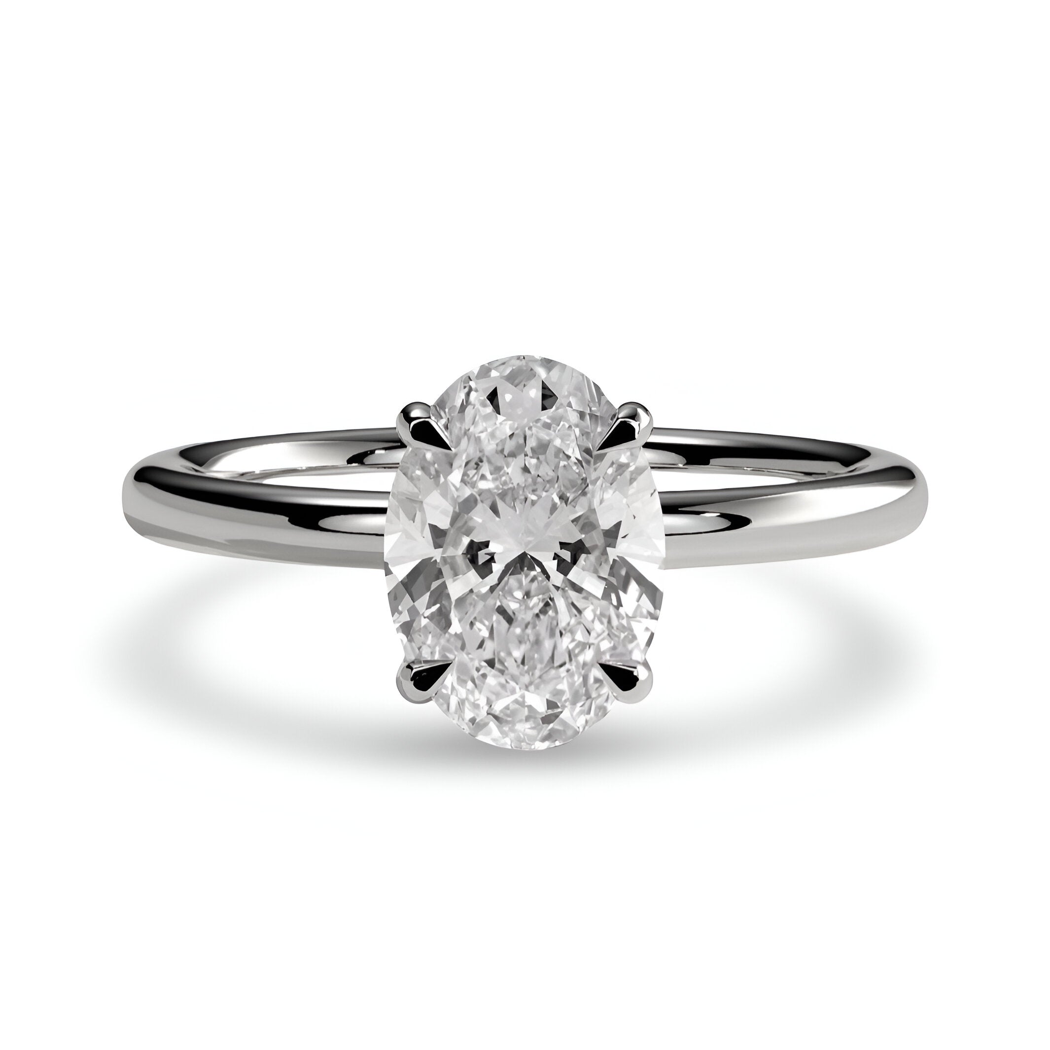 1.0ct Oval Cut Solitaire Ring – Classic Solitaire Setting | Sterling Silver or White Gold