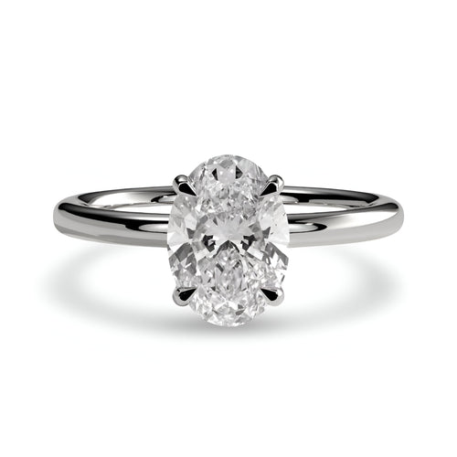 1.0ct Oval Cut Solitaire Ring – Classic Solitaire Setting | Sterling Silver or White Gold MG ESSENCE