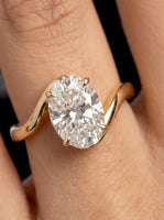 3.0ct Oval Cut Twisted Band Solitaire Ring - 9-18K Yellow Gold