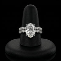 4.0ct Oval Brilliant Hidden Halo Pavé Engagement Ring - Sterling Silver & White Gold