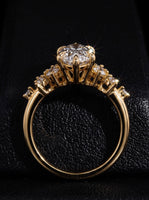 3.0CT Marquise-Cut Moissanite · Floral Halo Solitaire · Round Brilliant Accents · Yellow Gold
