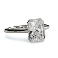 3.0ct Radiant Bezel Ring | Silver / 9-14K White Gold