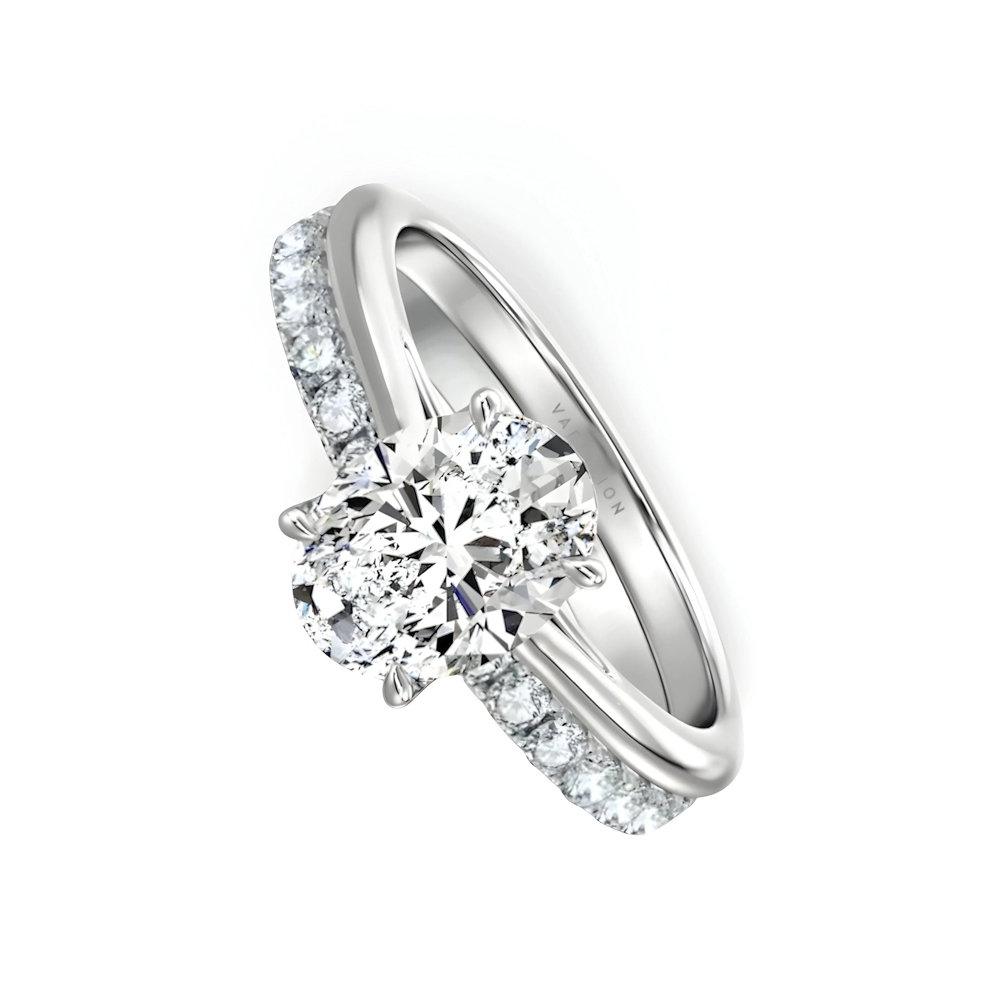 3.0CT OVAL CUT W/ SHARED PRONG PAVE BAND - MG ESSENCE