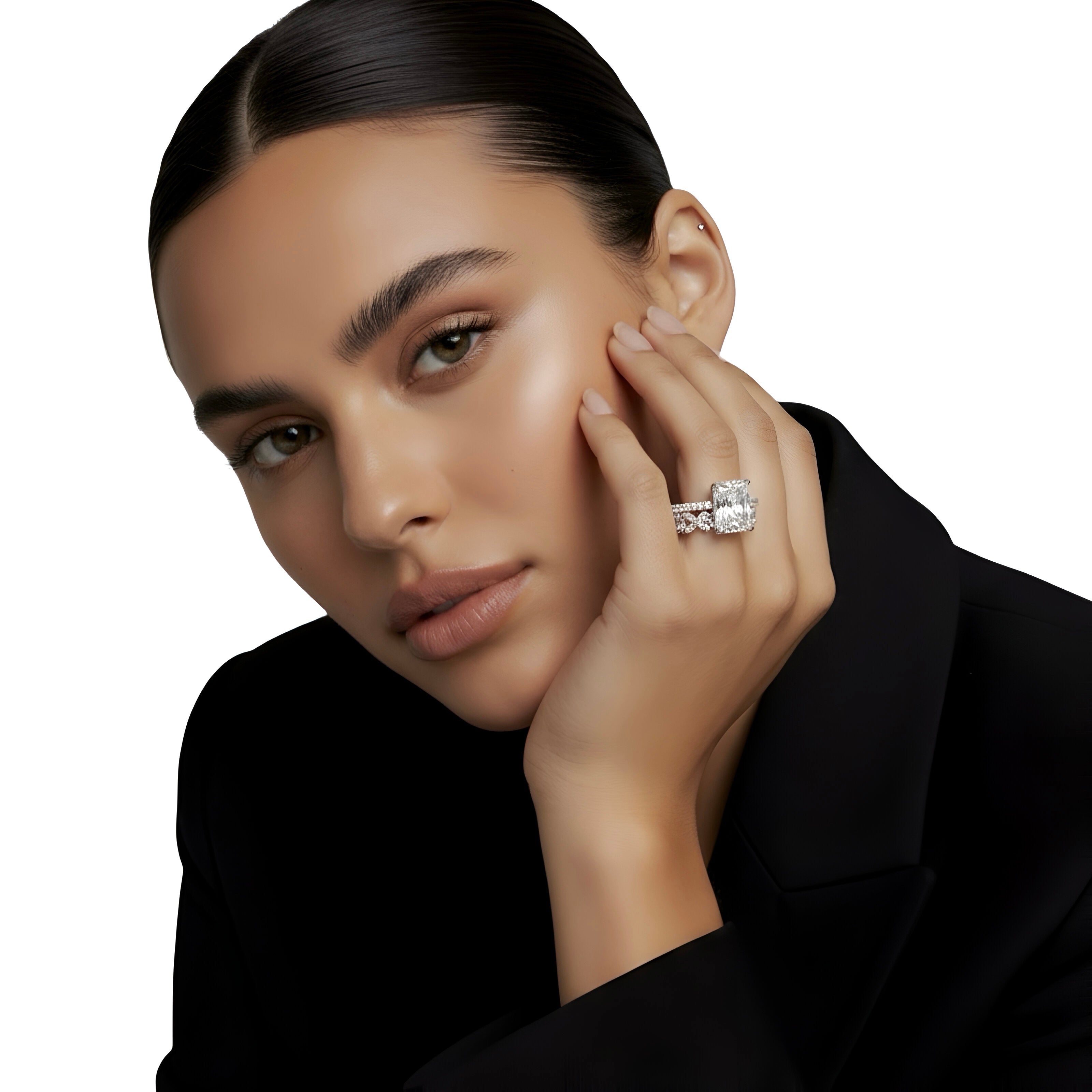 4.0CT RADIANT CUT™️ with Hidden Halo & Additional Mixed Marquise Band