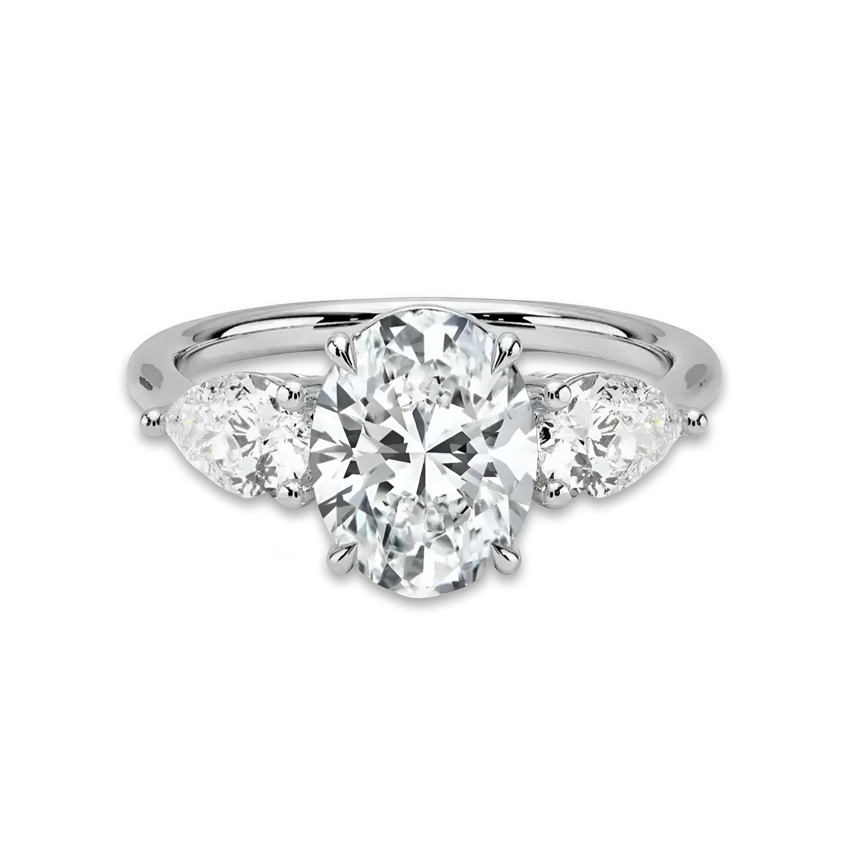 MG AURELIA™️ 3-Stone Oval Cut Ring with Pear Side Stones