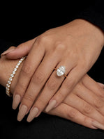 MG SOLARA™ 5.0ct Oval Cut Solitaire with Hidden Halo — 9K–18K Solid Gold