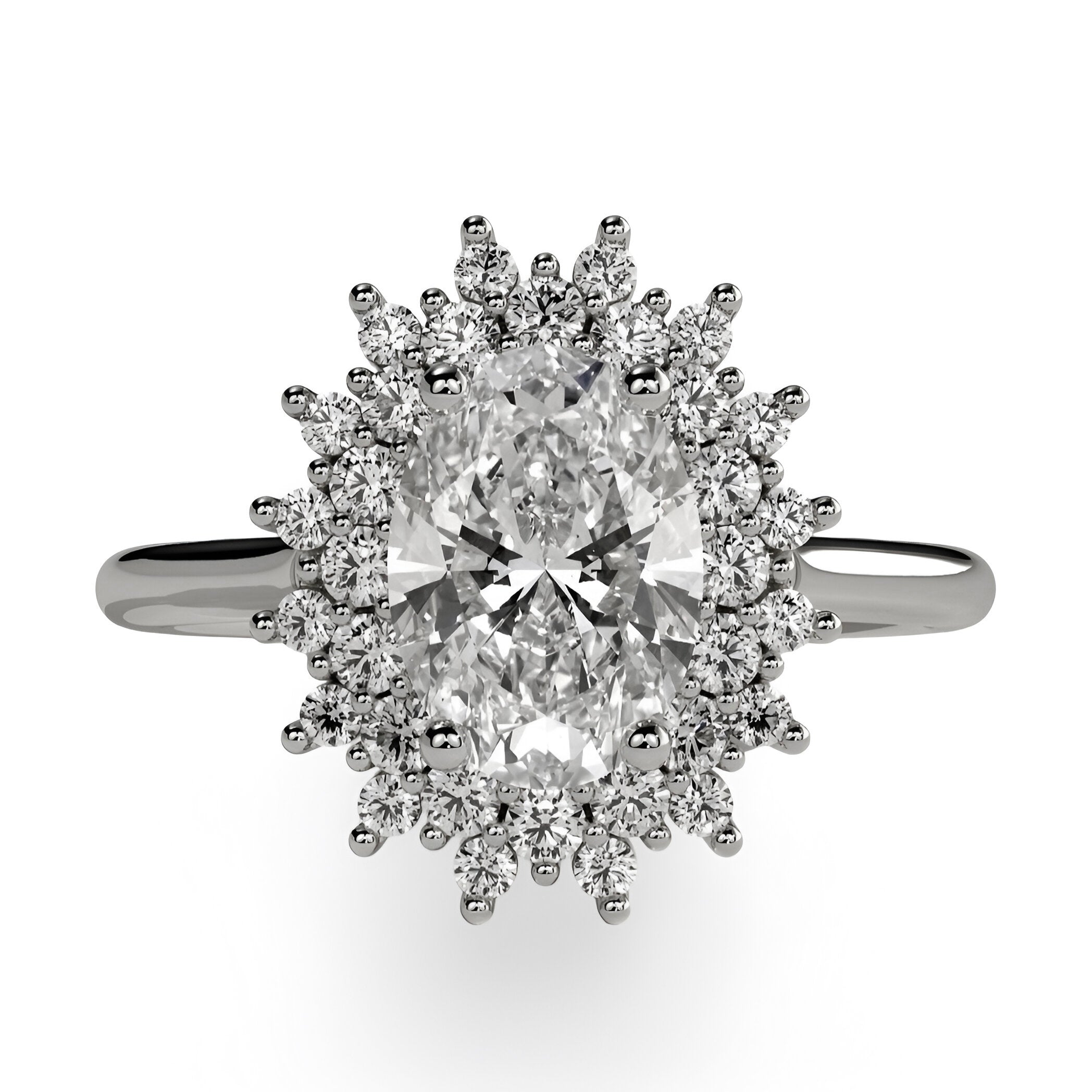 MG SIGNATURE™️ 2.0CT Cathedral Oval Halo Ring - Sterling Silver