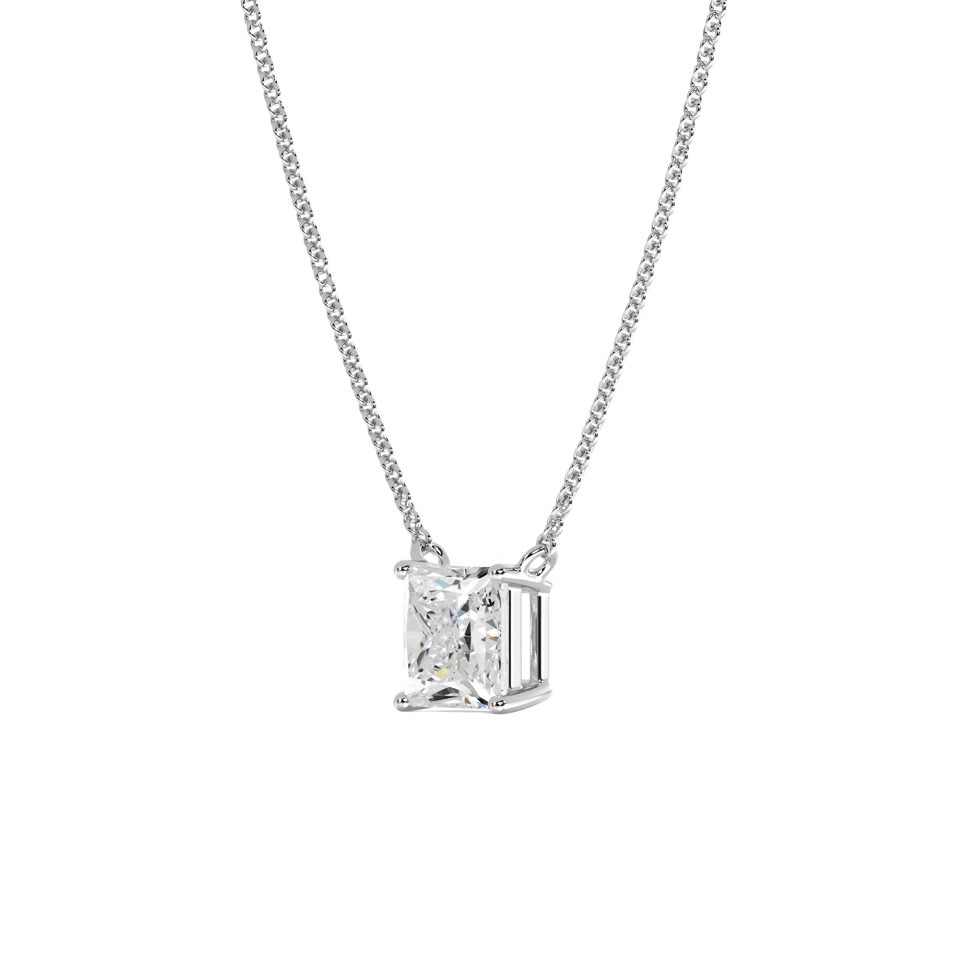 2.0ct Princess Cut Solitaire Necklace