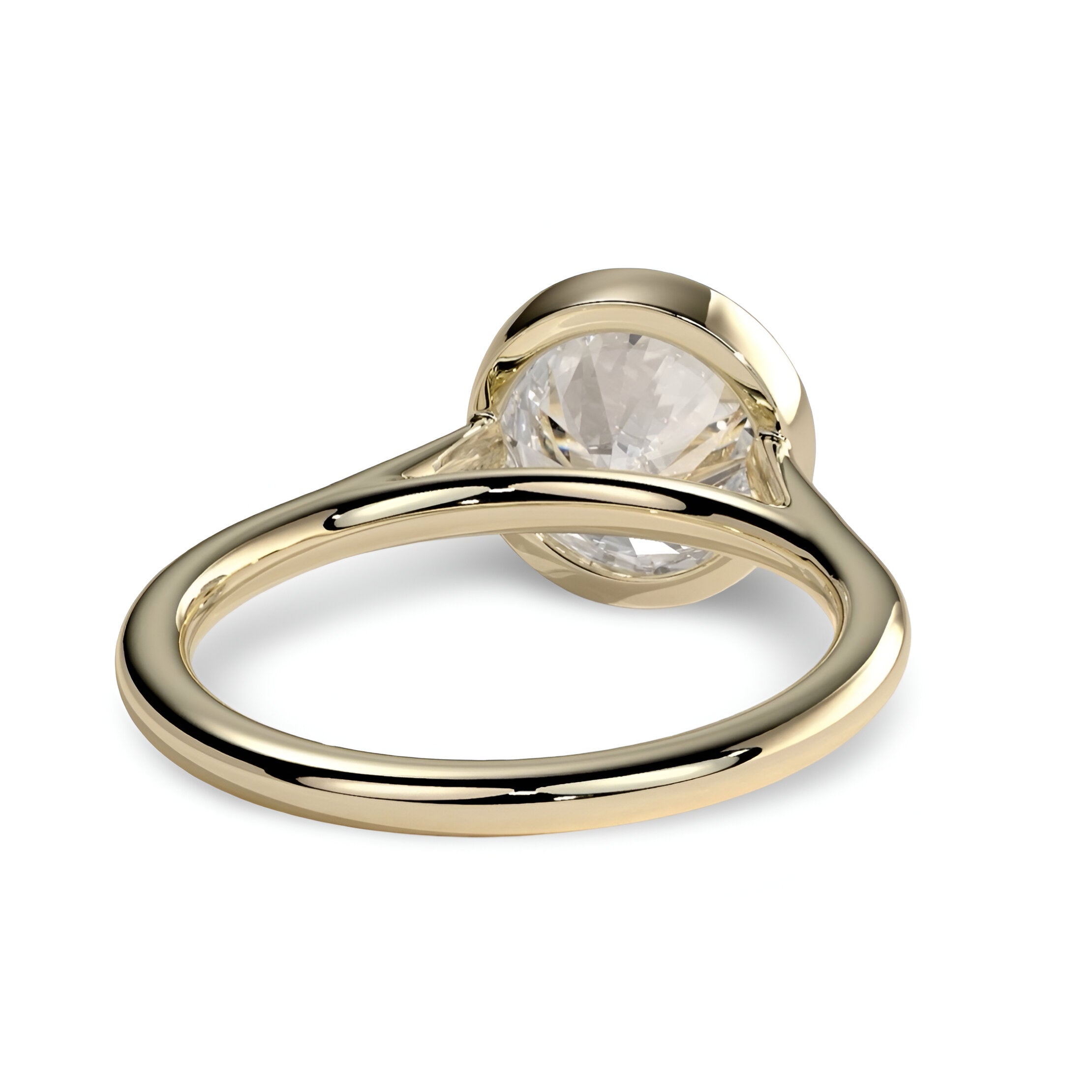 2.0ct Premium Round Brilliant Solitaire Ring – Low Bezel with Petal Prongs | 9K–18K Yellow Gold