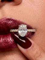 2.0CT Oval Cut Hidden Halo Pavé Engagement Ring - 9-18K Yellow Gold