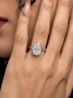 2.0ct Pear Cut Bezel Set Engagement Ring – Sterling Silver / 9K–14K White Gold