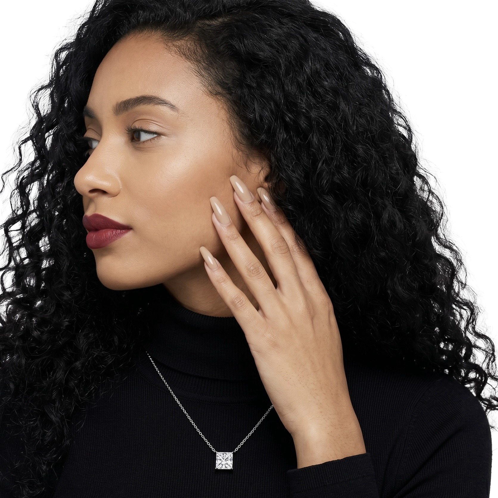 2.0ct Princess Cut Solitaire Necklace