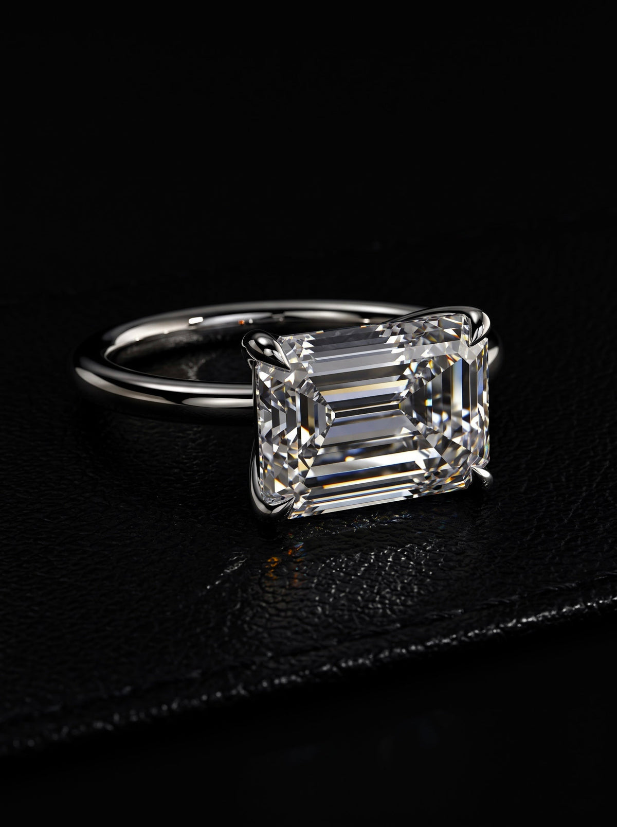 3.0ct Emerald-Cut East–West Hidden Halo Solitaire MG ESSENCE