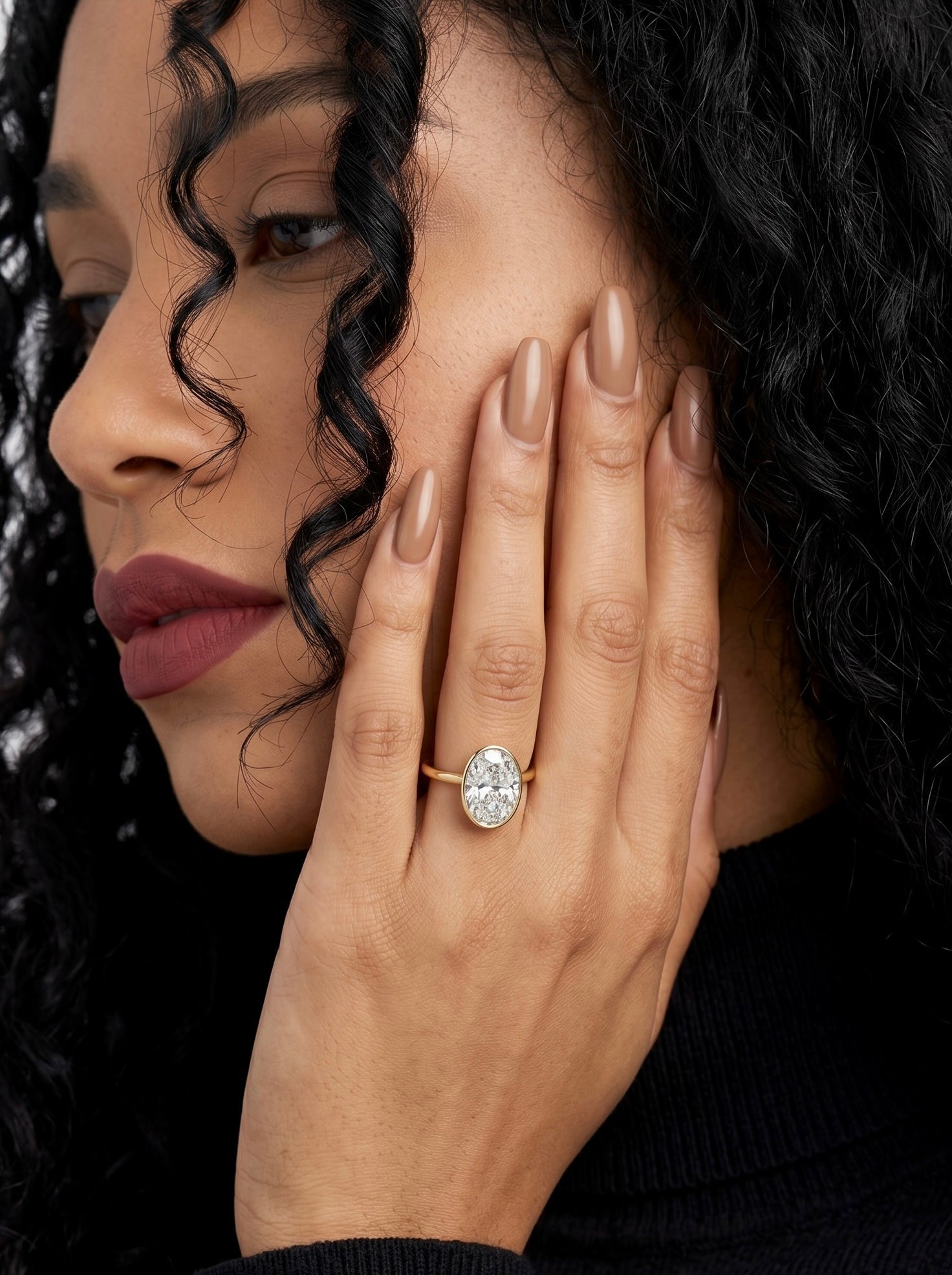 4.0 ct Oval Cut Moissanite Bezel Ring – 9K - 18K Yellow Gold