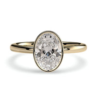 2.0 Ct Oval Bezel Ring with Petal Gallery – 9–18K Yellow Gold
