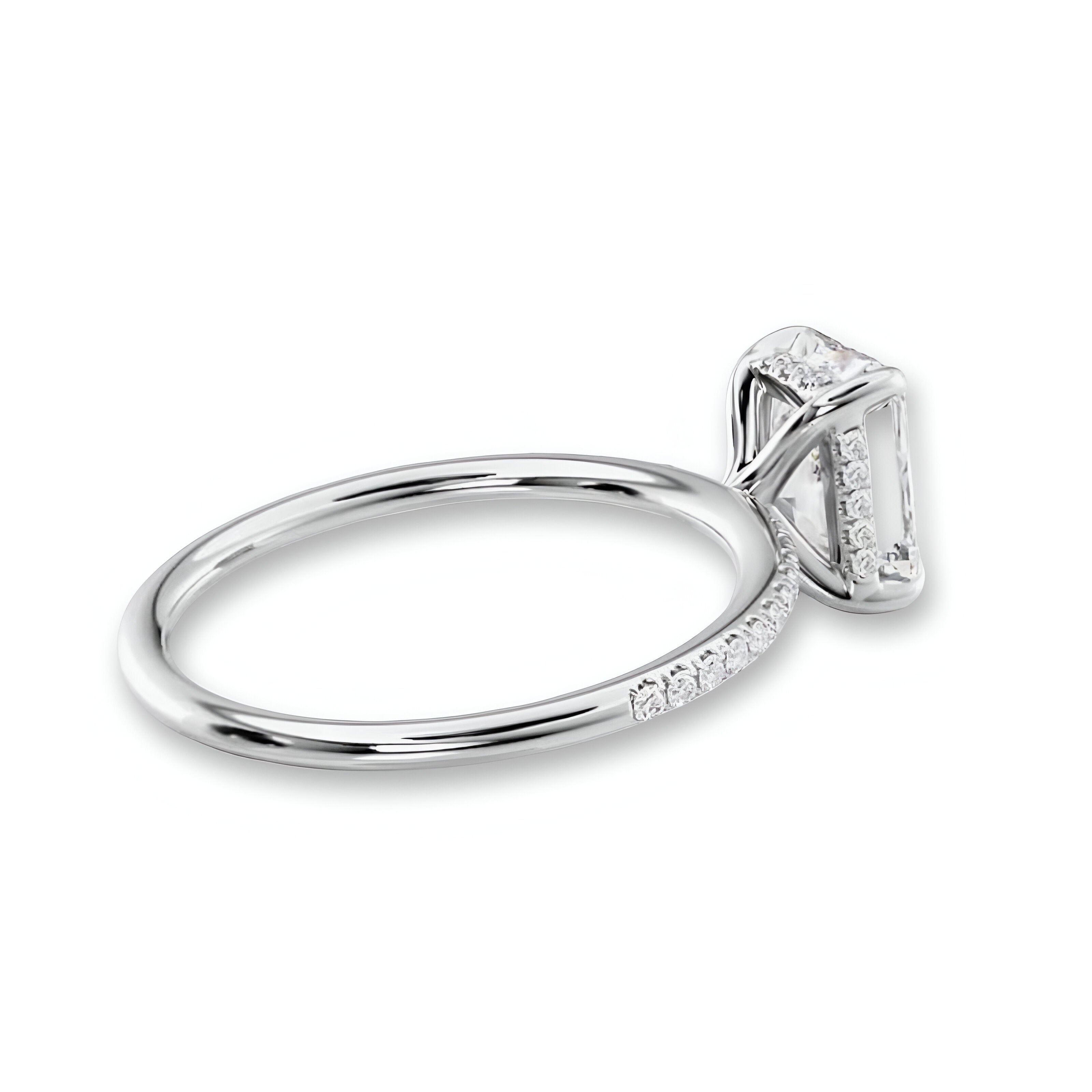4.0CT Radiant Cut W/ Hidden Halo Set in Pavé - Sterling Silver - Cubic Zirconia