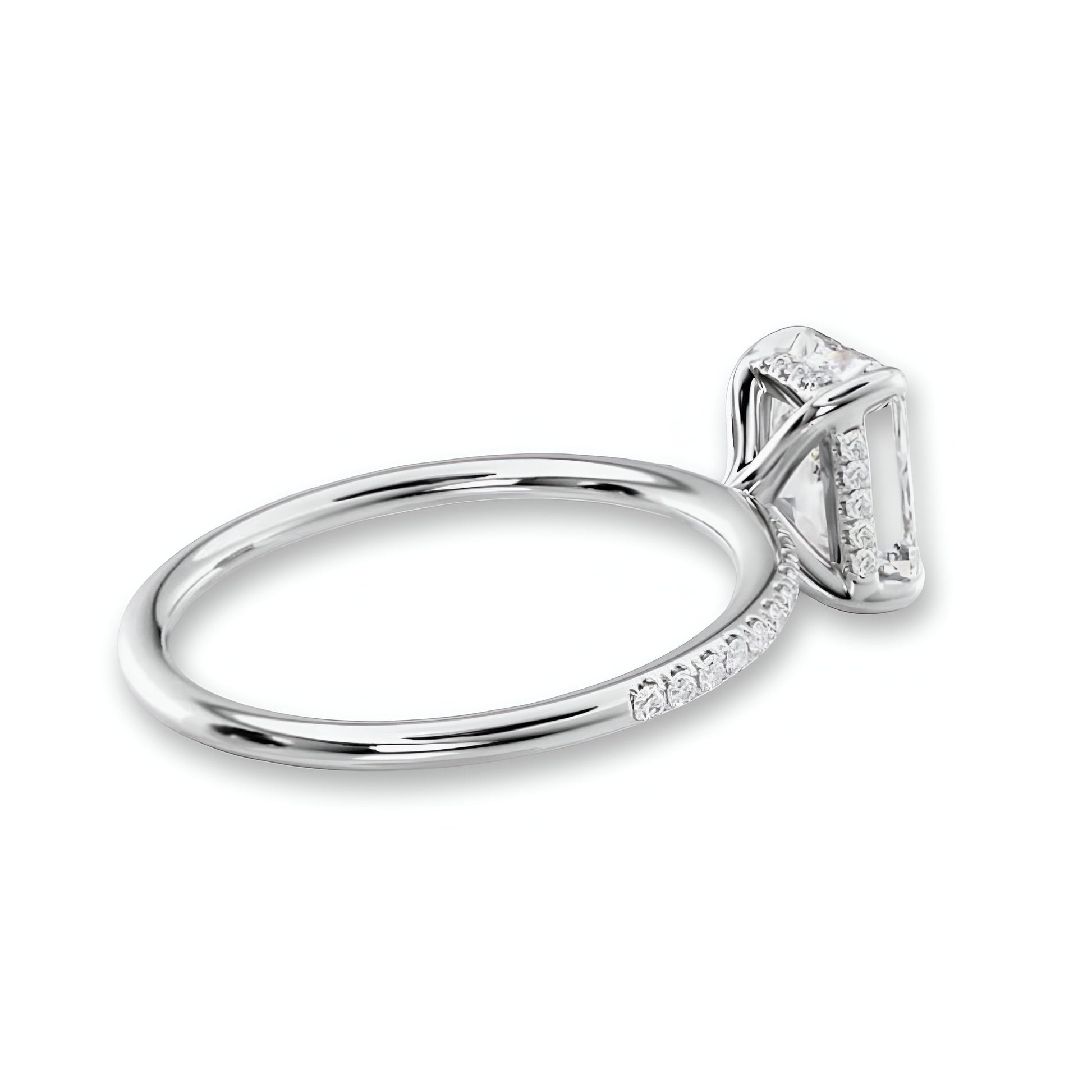 4.0CT Radiant Cut W/ Hidden Halo Set in Pavé MG ESSENCE