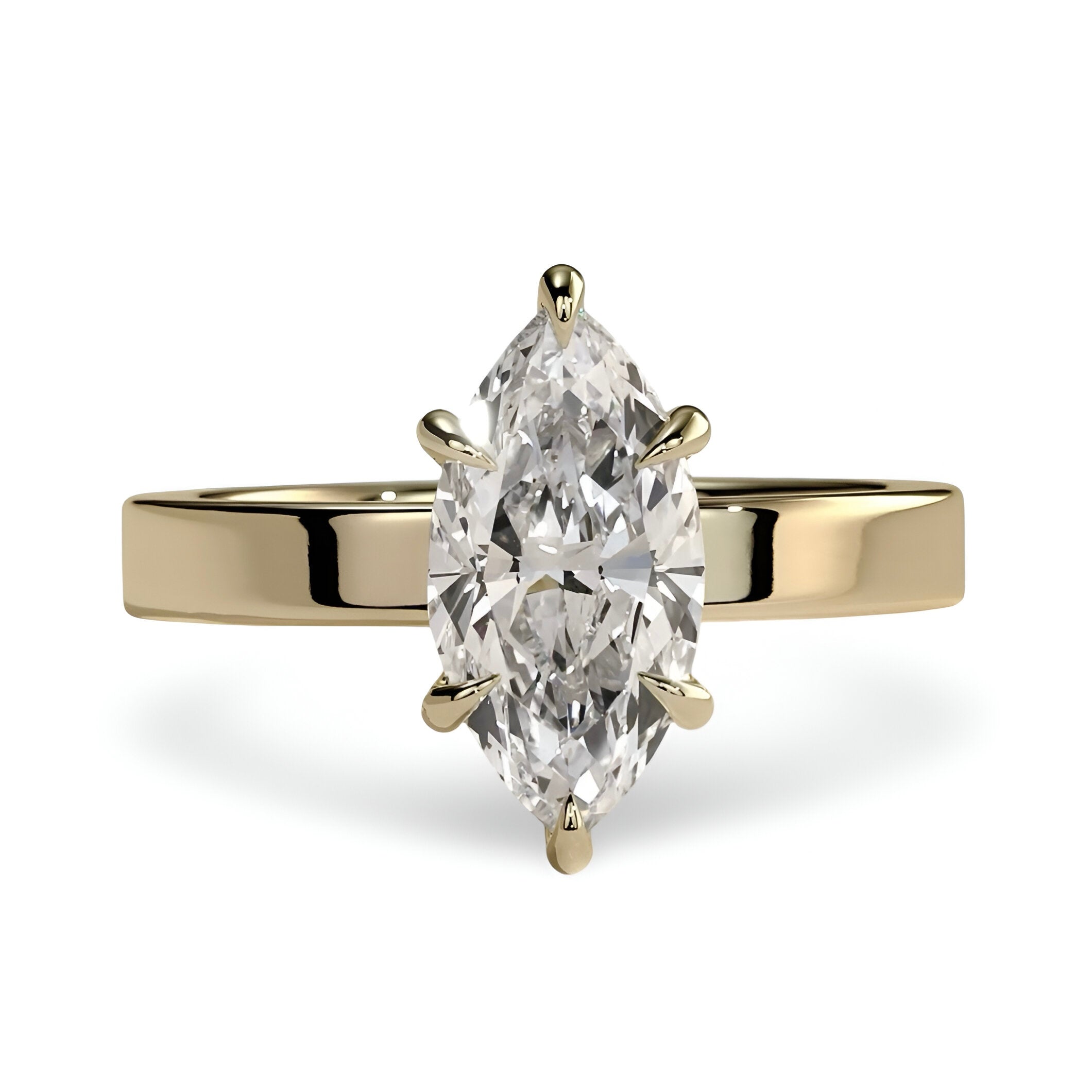 2.0ct Marquise Cut Hidden Halo Solitaire Ring – 4mm Band