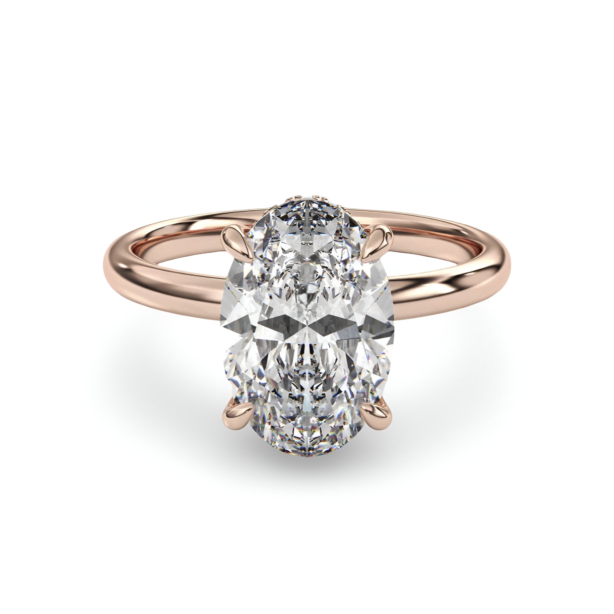 MG SOLARA™ Rose — 5.0ct Oval-Cut Moissanite Solitaire with Hidden Halo